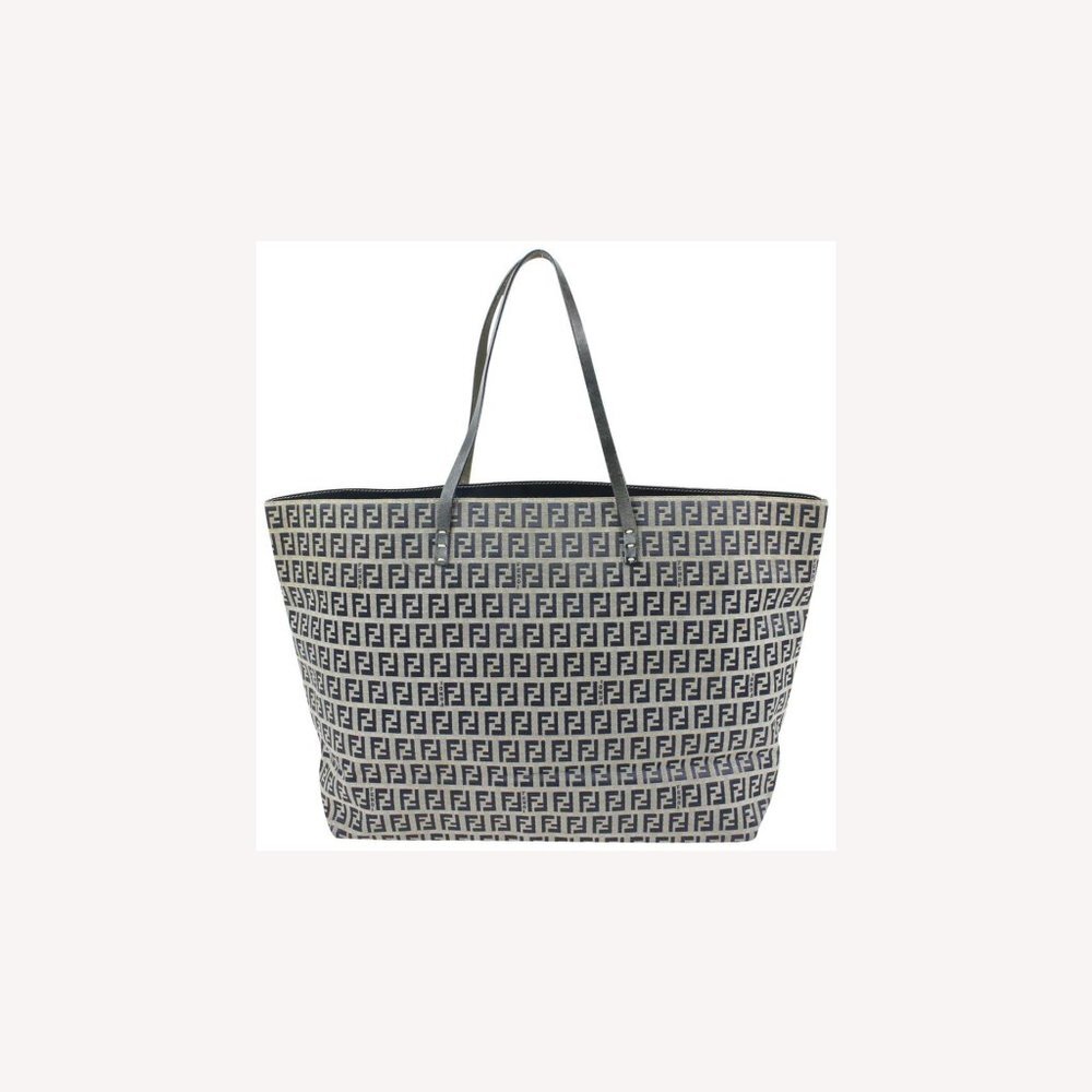 Fendi Navy x Grey Monogram FF Zucca Roll Shopper Tote Bag 60f414s